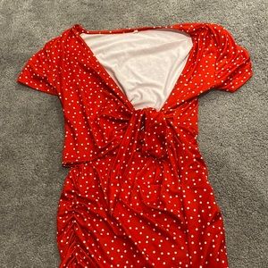 Red polka dot maternity top